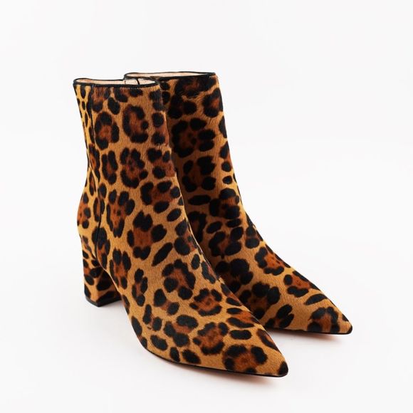 New J.CREW Size 8.5 Pointed-Toe Sadie Boots in Leopard Calf Hair - Picture 2 of 7